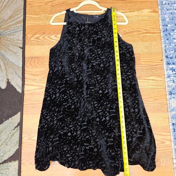 Eileen Fisher BLACK Velvet Vines Burnout Ballet Neck A-line Dress - Picture 6 of 9